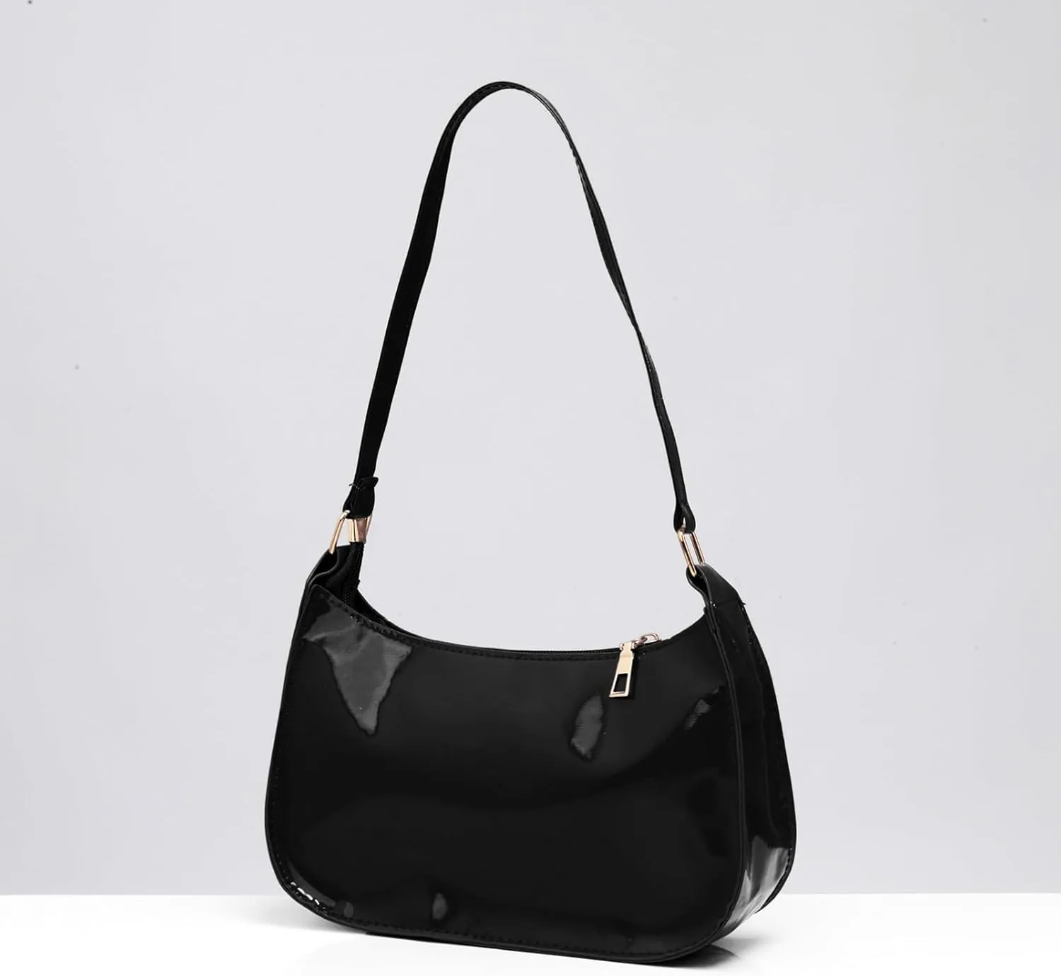 CHICTRY Glossy Shoulder Bag for Women, Simple Patent Leather Clutch Shoulder Purses Handbags