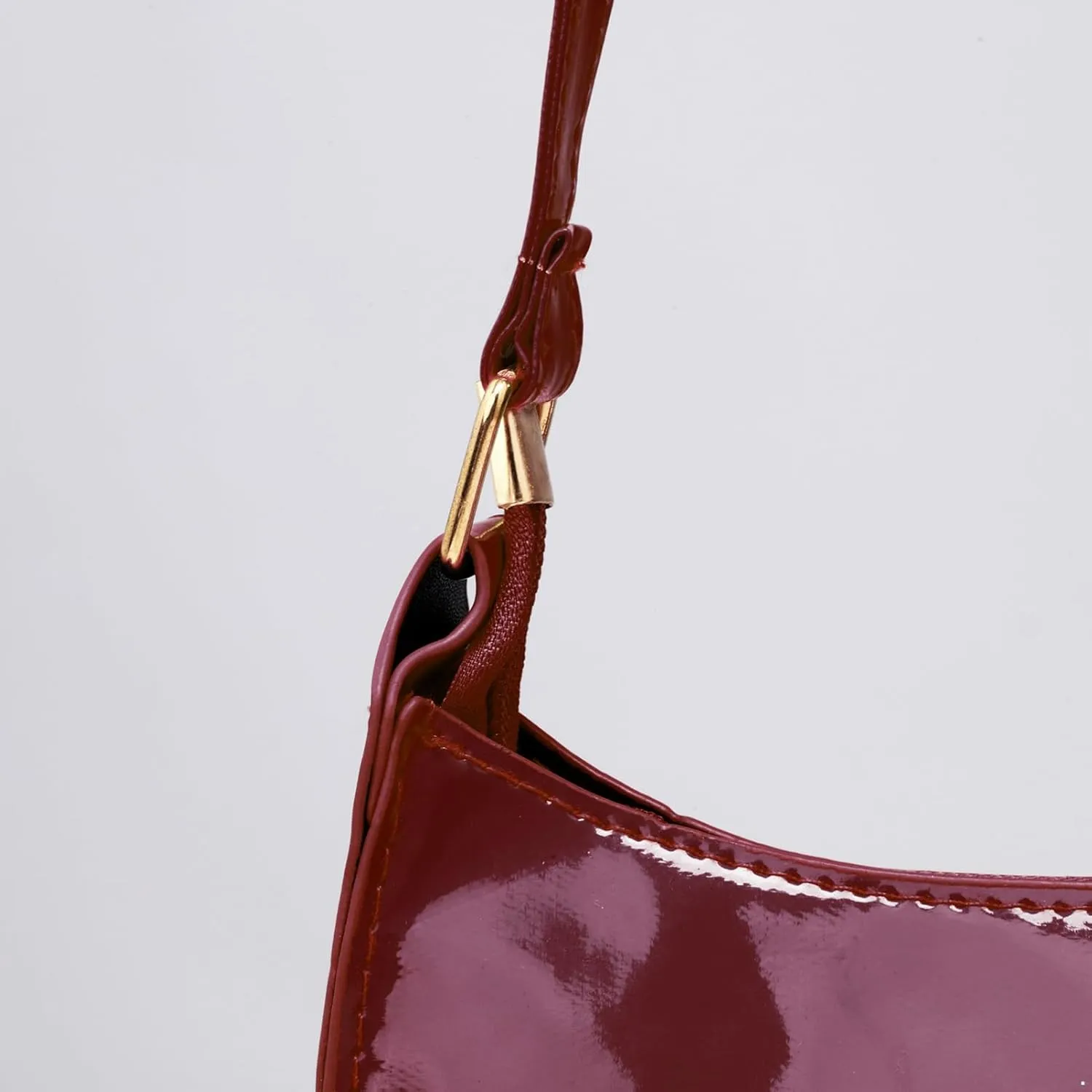 CHICTRY Glossy Shoulder Bag for Women, Simple Patent Leather Clutch Shoulder Purses Handbags