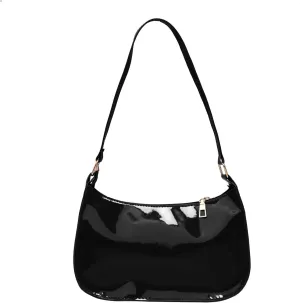 CHICTRY Glossy Shoulder Bag for Women, Simple Patent Leather Clutch Shoulder Purses Handbags