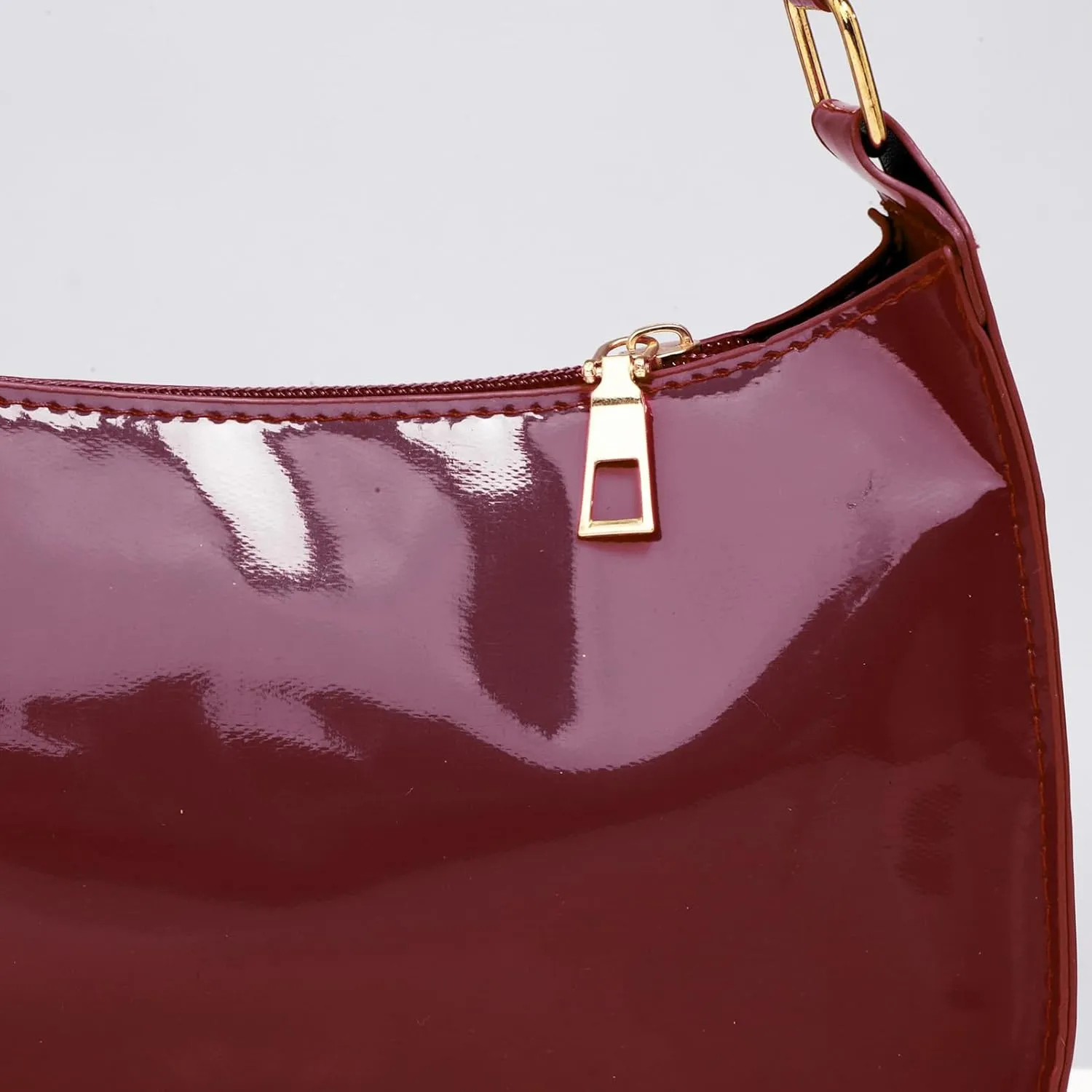 CHICTRY Glossy Shoulder Bag for Women, Simple Patent Leather Clutch Shoulder Purses Handbags