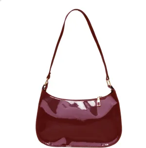 CHICTRY Glossy Shoulder Bag for Women, Simple Patent Leather Clutch Shoulder Purses Handbags