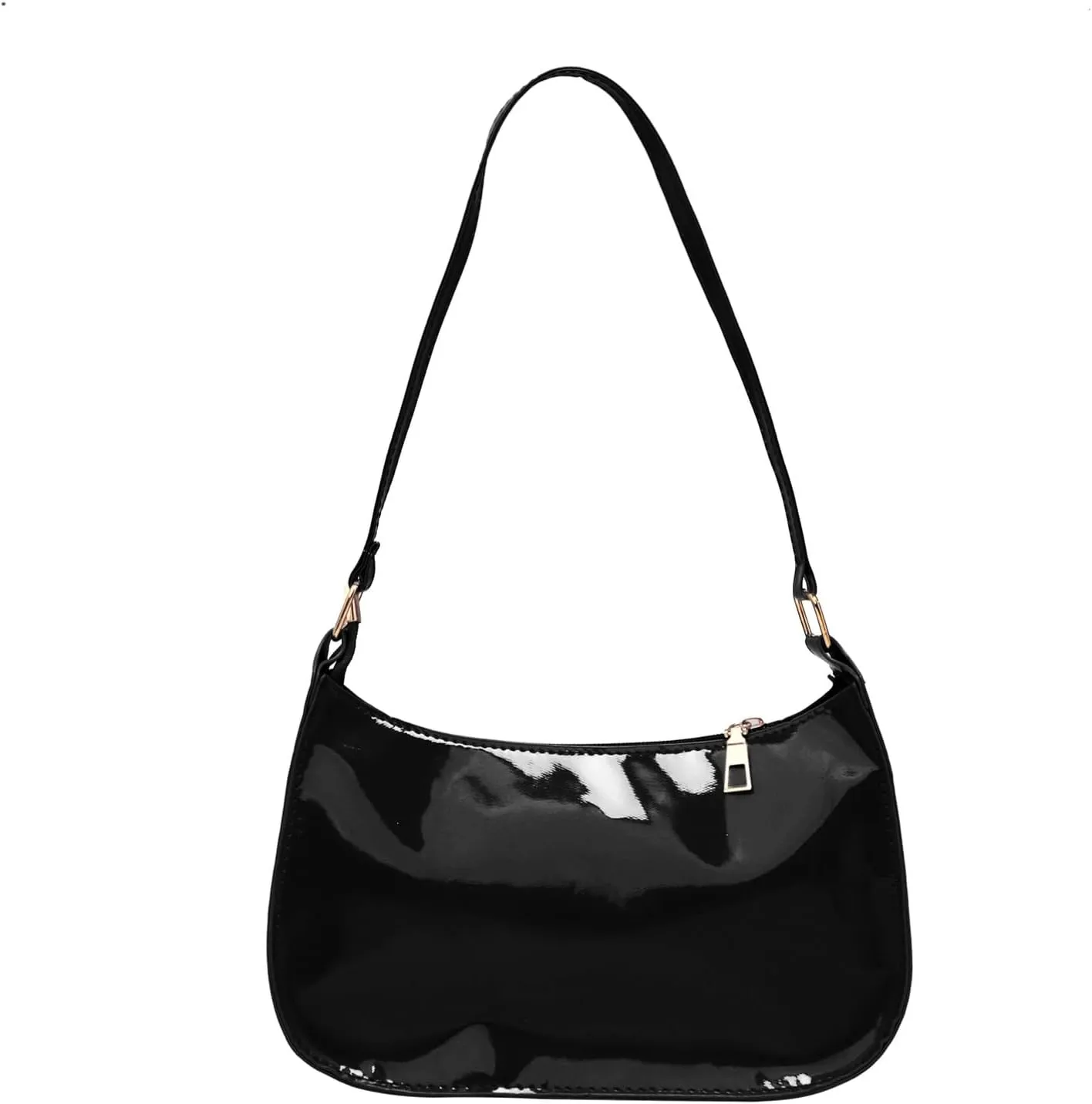 CHICTRY Glossy Shoulder Bag for Women, Simple Patent Leather Clutch Shoulder Purses Handbags