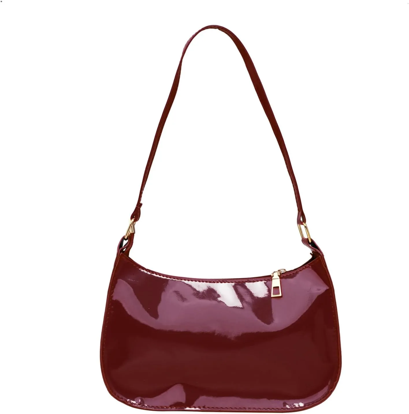 CHICTRY Glossy Shoulder Bag for Women, Simple Patent Leather Clutch Shoulder Purses Handbags