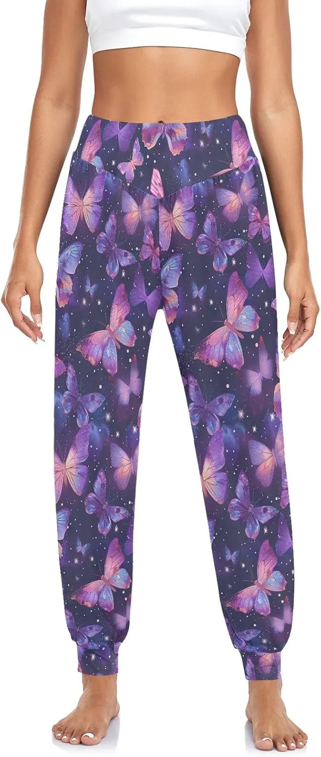 CHIFIGNO Cute Sweatpants for Women Hippie Pants Baggy Pants Harem Pants Casual Yoga Pants