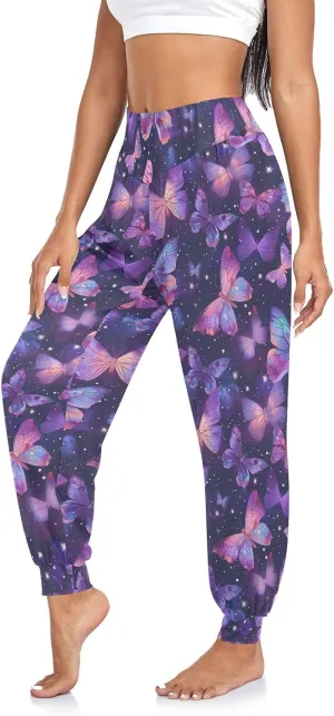 CHIFIGNO Cute Sweatpants for Women Hippie Pants Baggy Pants Harem Pants Casual Yoga Pants