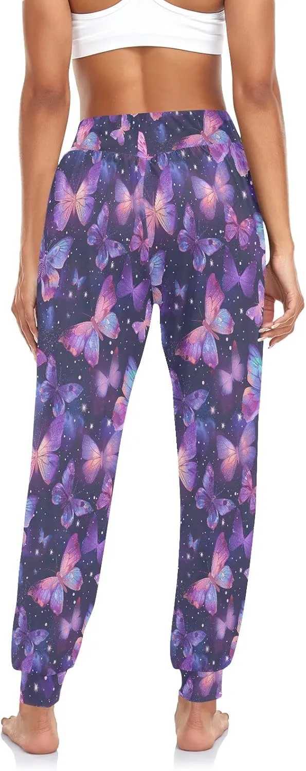 CHIFIGNO Cute Sweatpants for Women Hippie Pants Baggy Pants Harem Pants Casual Yoga Pants
