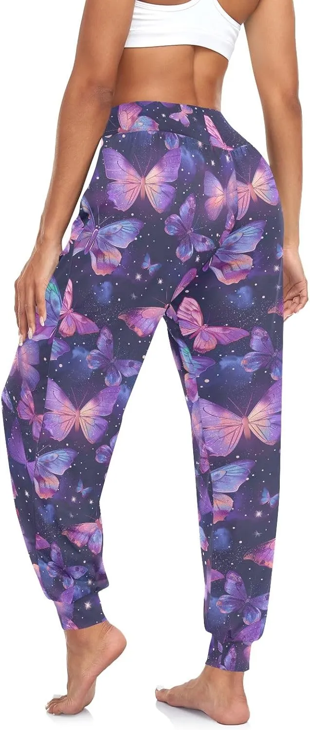 CHIFIGNO Cute Sweatpants for Women Hippie Pants Baggy Pants Harem Pants Casual Yoga Pants