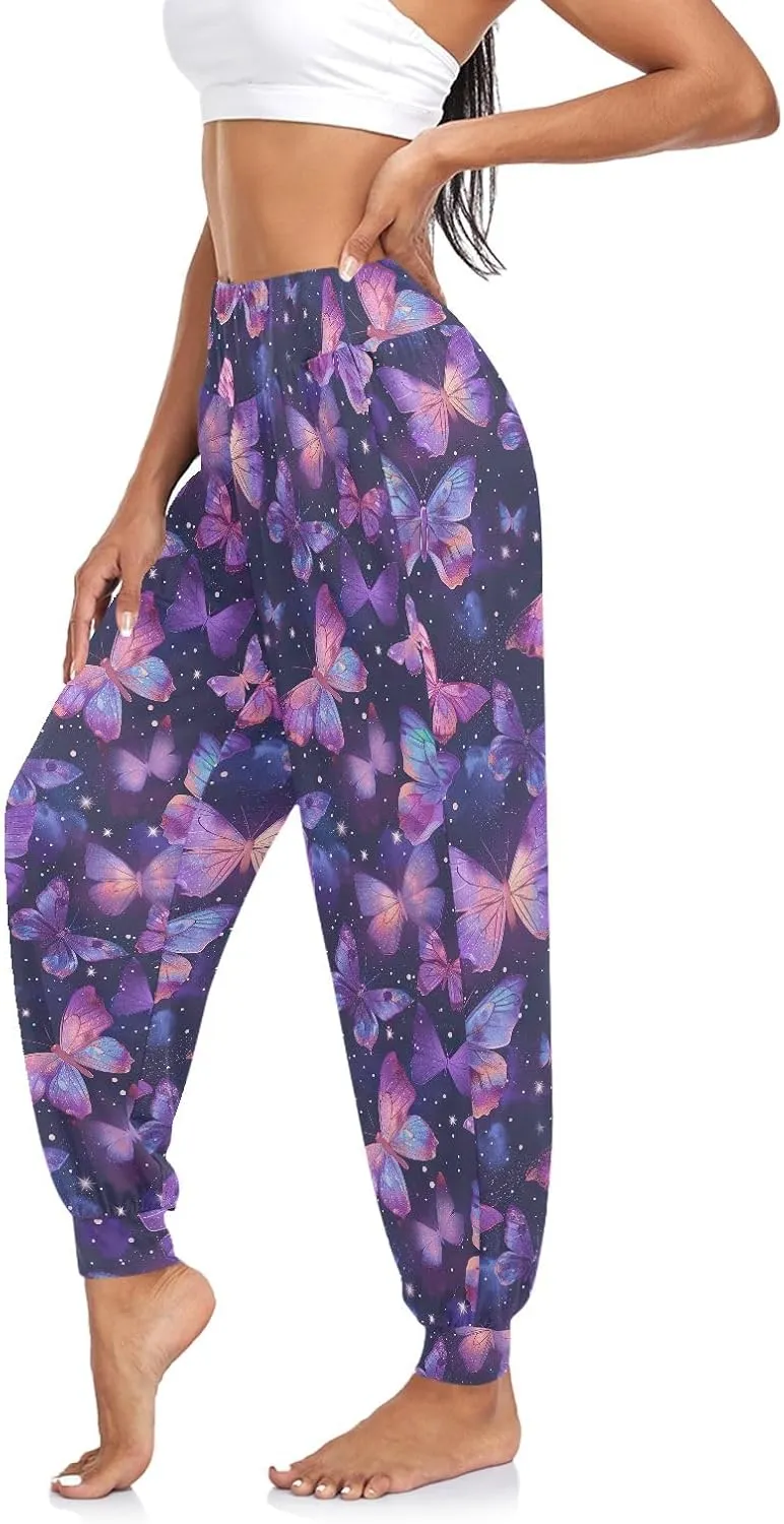 CHIFIGNO Cute Sweatpants for Women Hippie Pants Baggy Pants Harem Pants Casual Yoga Pants