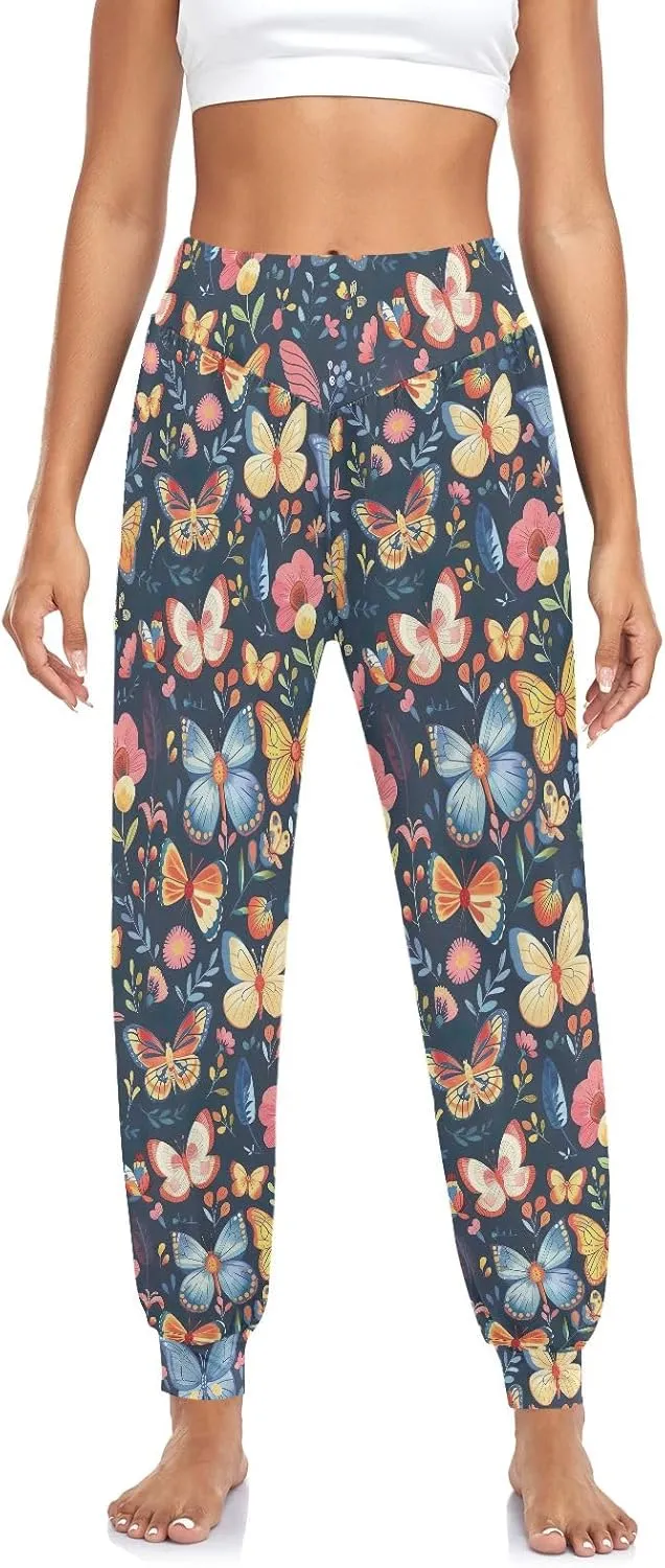 CHIFIGNO Women's Harem Pants Casual Yoga Pants Sport Workout Pants Baggy Pants for Women