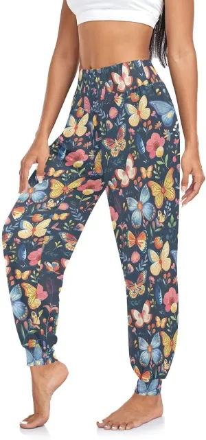 CHIFIGNO Women's Harem Pants Casual Yoga Pants Sport Workout Pants Baggy Pants for Women