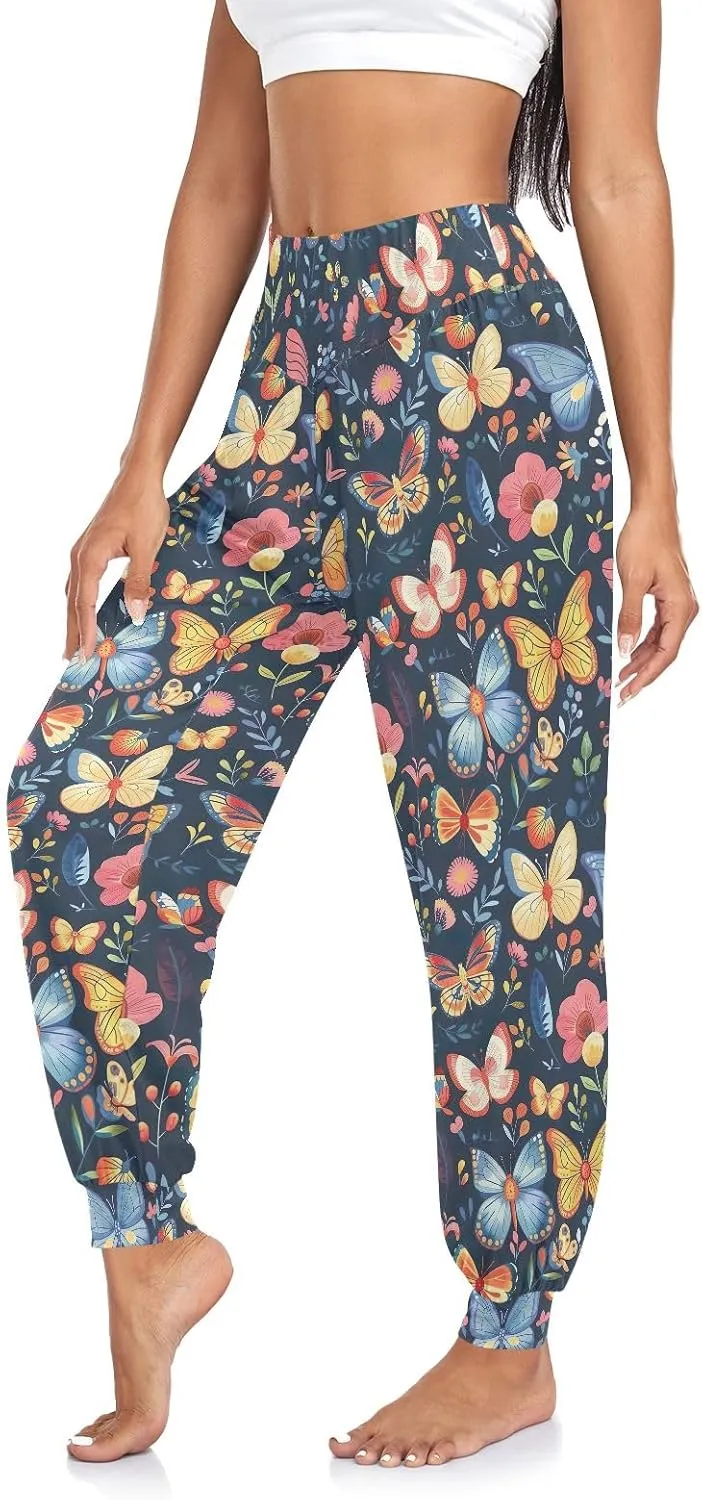CHIFIGNO Women's Harem Pants Casual Yoga Pants Sport Workout Pants Baggy Pants for Women