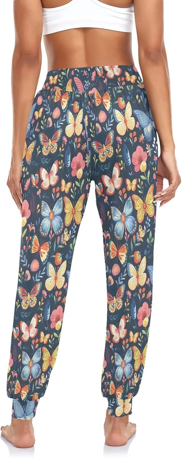 CHIFIGNO Women's Harem Pants Casual Yoga Pants Sport Workout Pants Baggy Pants for Women