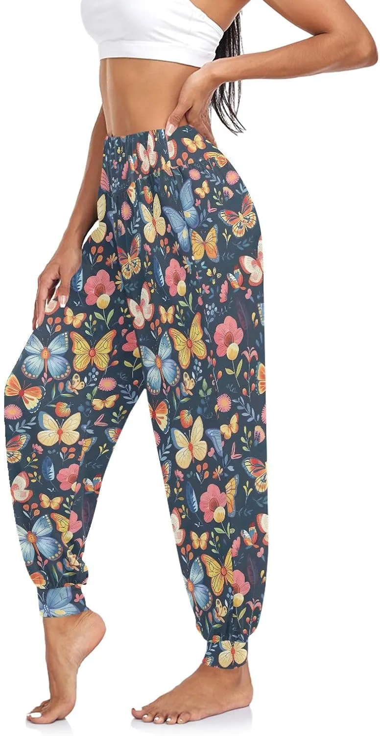 CHIFIGNO Women's Harem Pants Casual Yoga Pants Sport Workout Pants Baggy Pants for Women