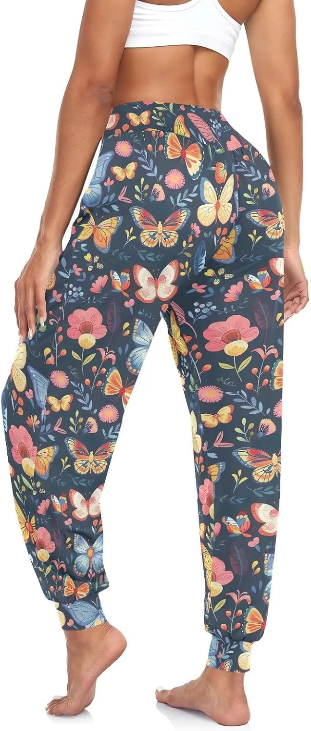 CHIFIGNO Women's Harem Pants Casual Yoga Pants Sport Workout Pants Baggy Pants for Women
