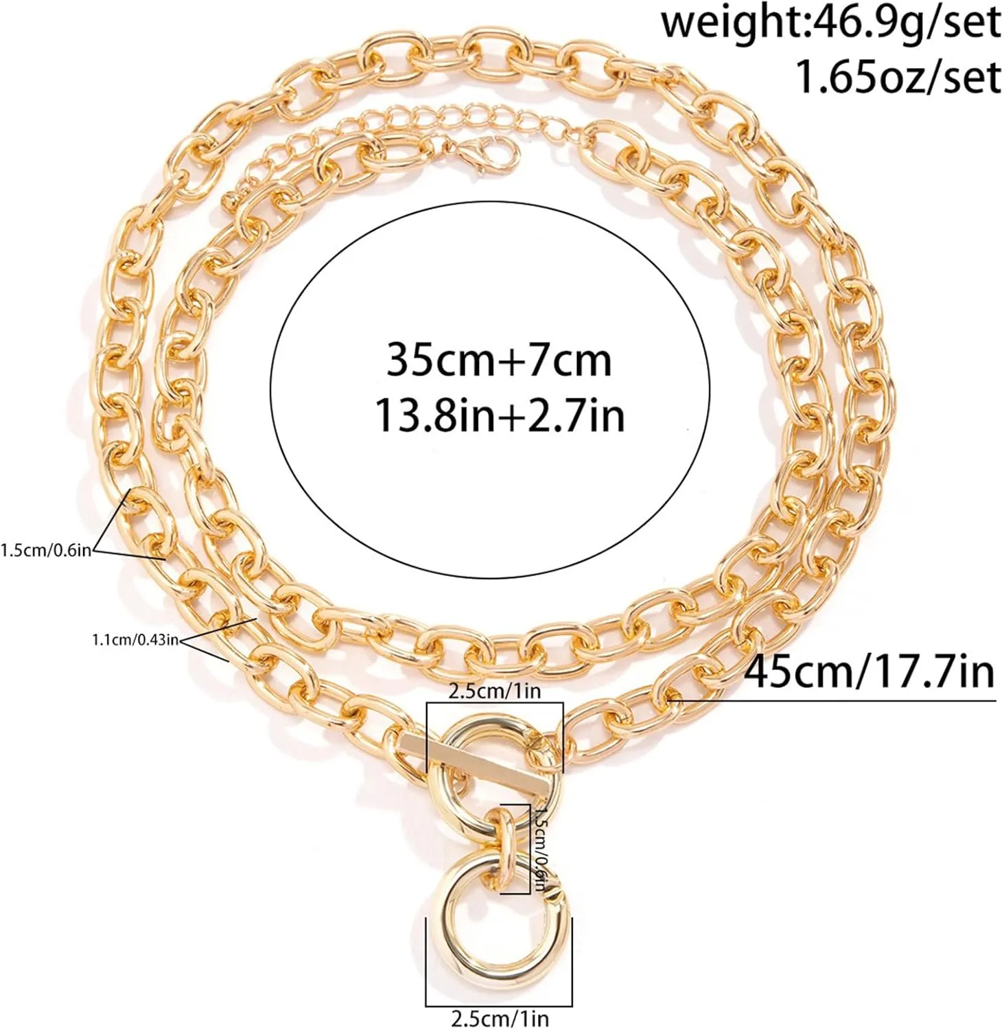 Chunky Gold Layered Necklace for Women Chunky Chain Necklace Stackable Toggle Choker Necklaces Paperclip Pendant Necklaces Outfit Accessories