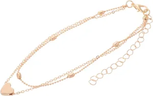 CLISPEED Double Layer Heart Design Anklet Chain Summer Beach Jewelry Foot Jewelry