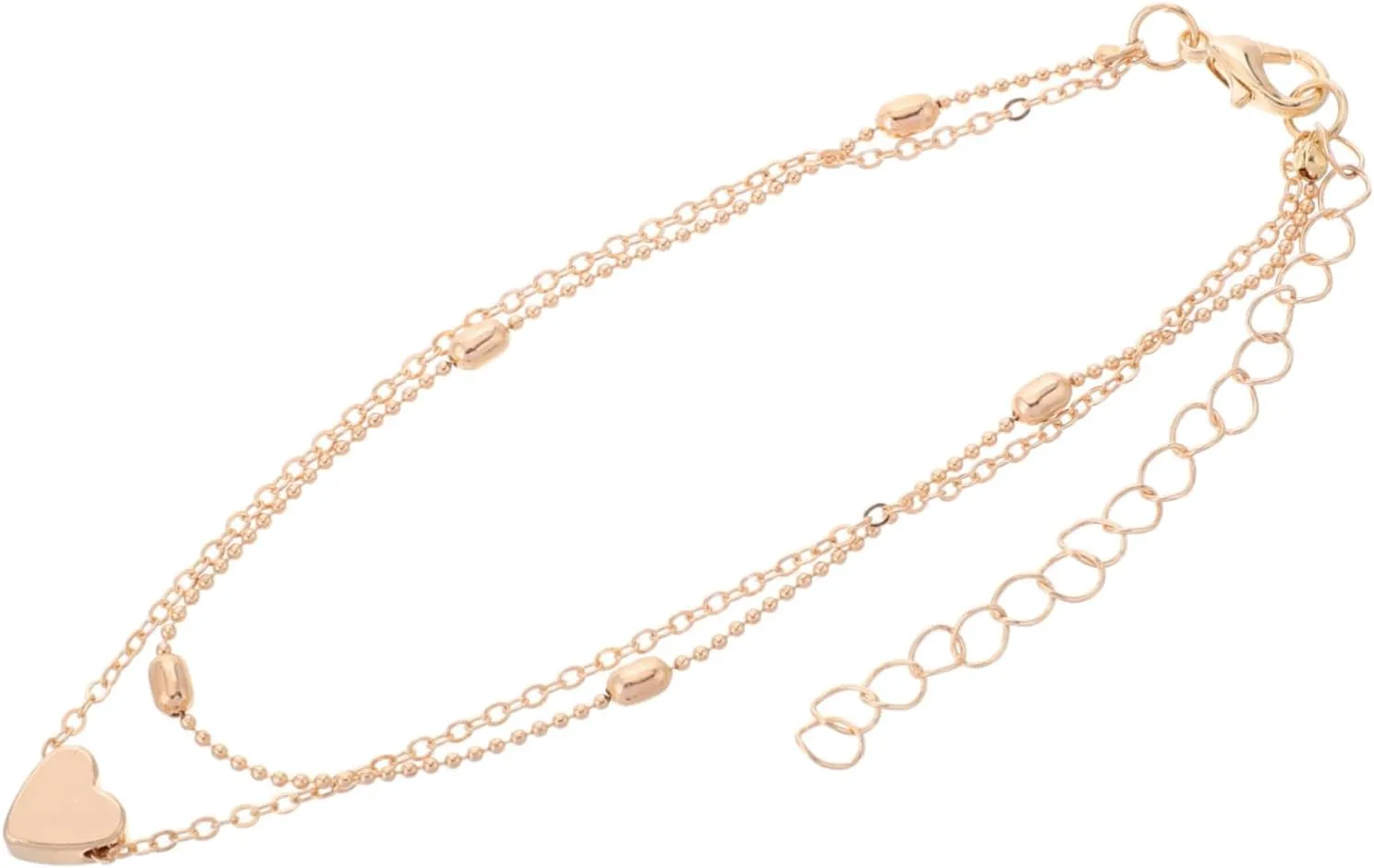 CLISPEED Double Layer Heart Design Anklet Chain Summer Beach Jewelry Foot Jewelry