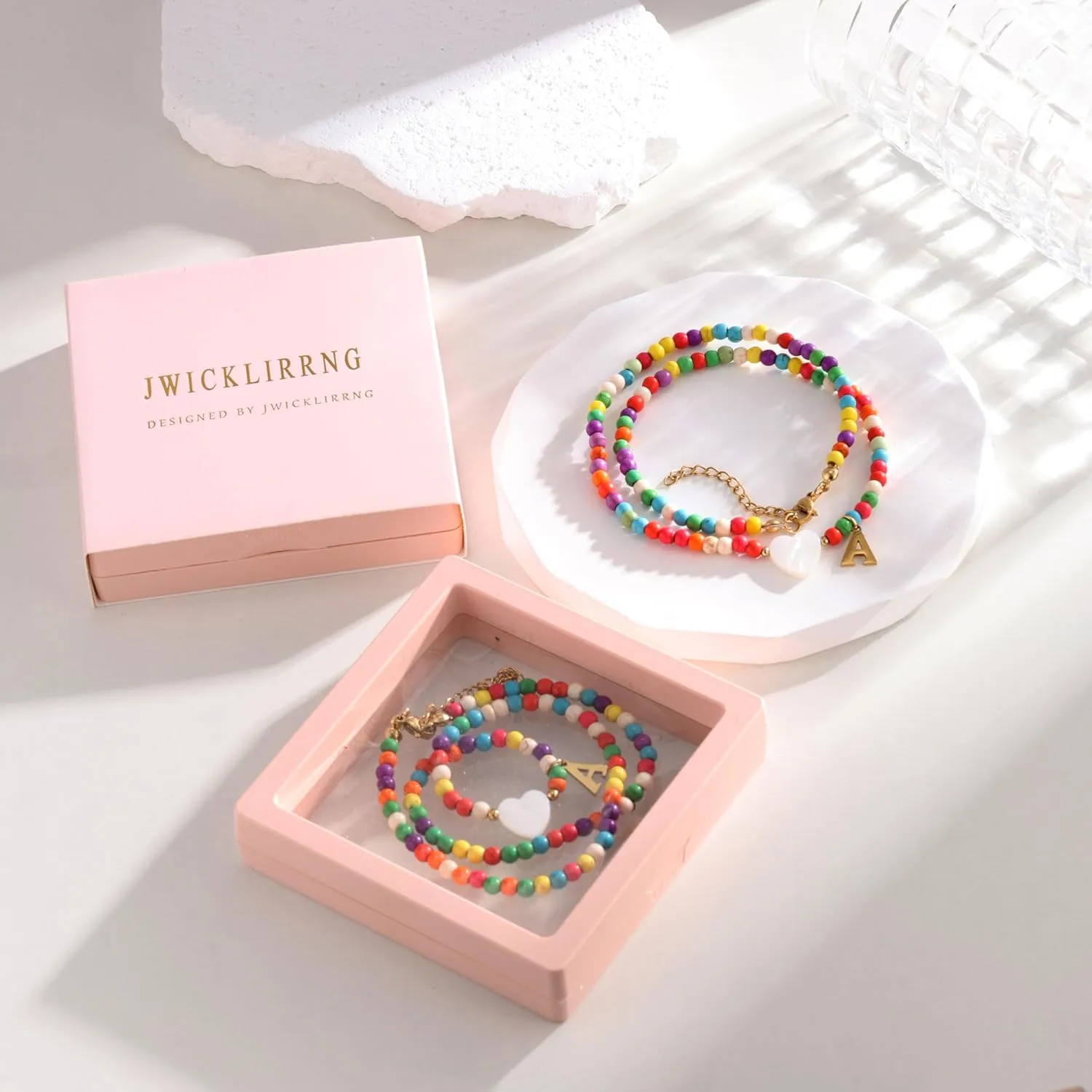 Colorful Initial Cute Necklaces for Girls - Trendy Beaded Choker Necklace for Women Teen Girl, Handmade Letter Choker Necklace Jewelry for Women Girls Gifts