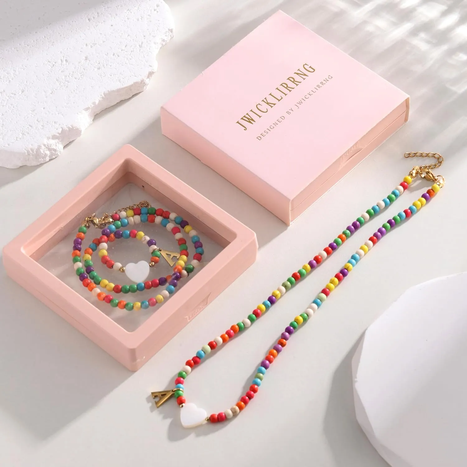 Colorful Initial Cute Necklaces for Girls - Trendy Beaded Choker Necklace for Women Teen Girl, Handmade Letter Choker Necklace Jewelry for Women Girls Gifts
