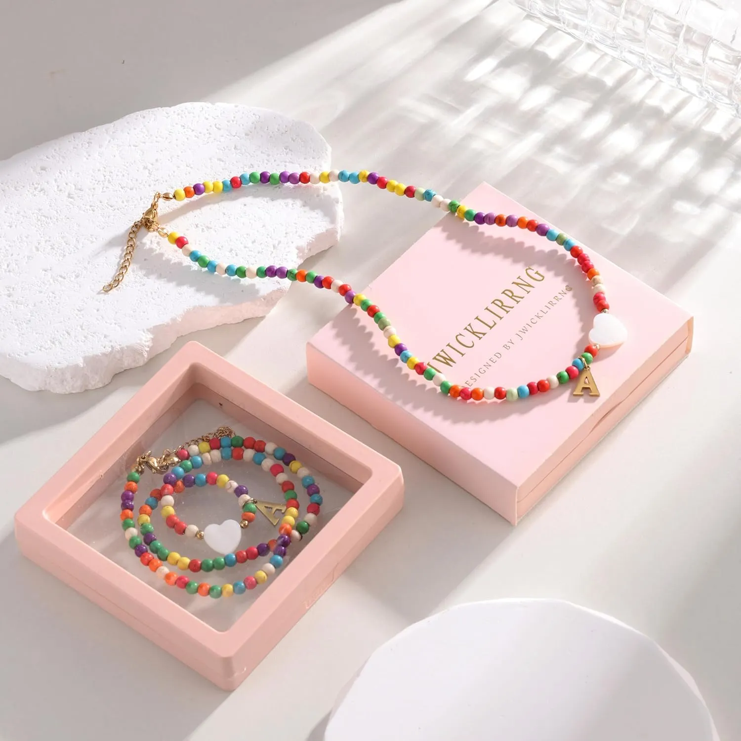 Colorful Initial Cute Necklaces for Girls - Trendy Beaded Choker Necklace for Women Teen Girl, Handmade Letter Choker Necklace Jewelry for Women Girls Gifts