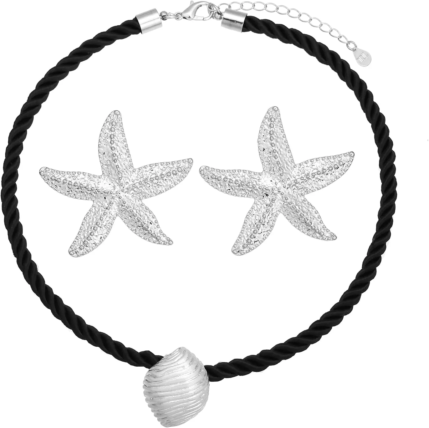 Conch Shell Necklace Starfish Earrings, Seashell Jewelry Set Beach Jewelry for Women
