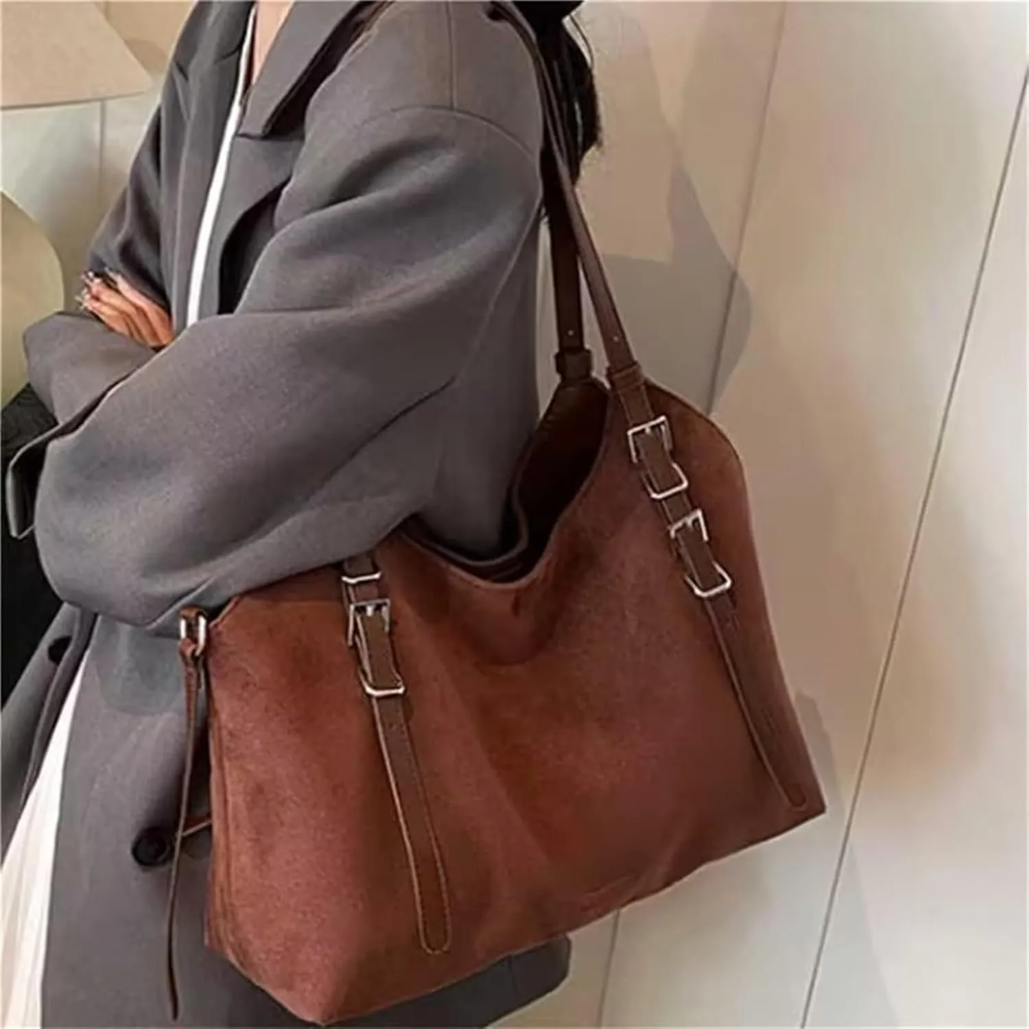 Crossbody Bags for Women Faux Suede Leather Shoulder Satchel Handbags Casual Fashion Daily Corduroy Tote Bag