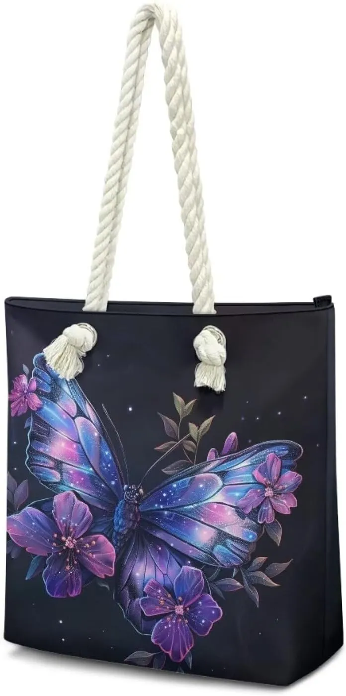 Custom Tote Bag for Women Zipper Cloth Cotton Bags for Travel Casual Satchel Totes