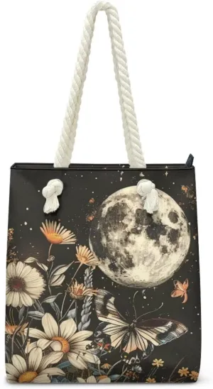 Custom Tote Bag for Women Zipper Cloth Cotton Bags for Travel Casual Satchel Totes