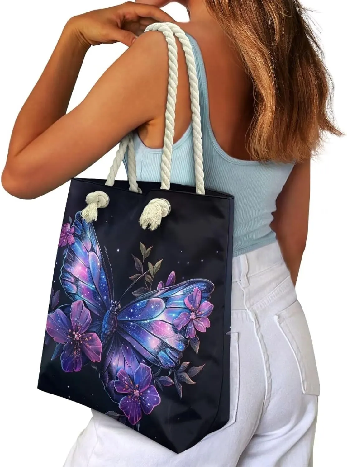 Custom Tote Bag for Women Zipper Cloth Cotton Bags for Travel Casual Satchel Totes