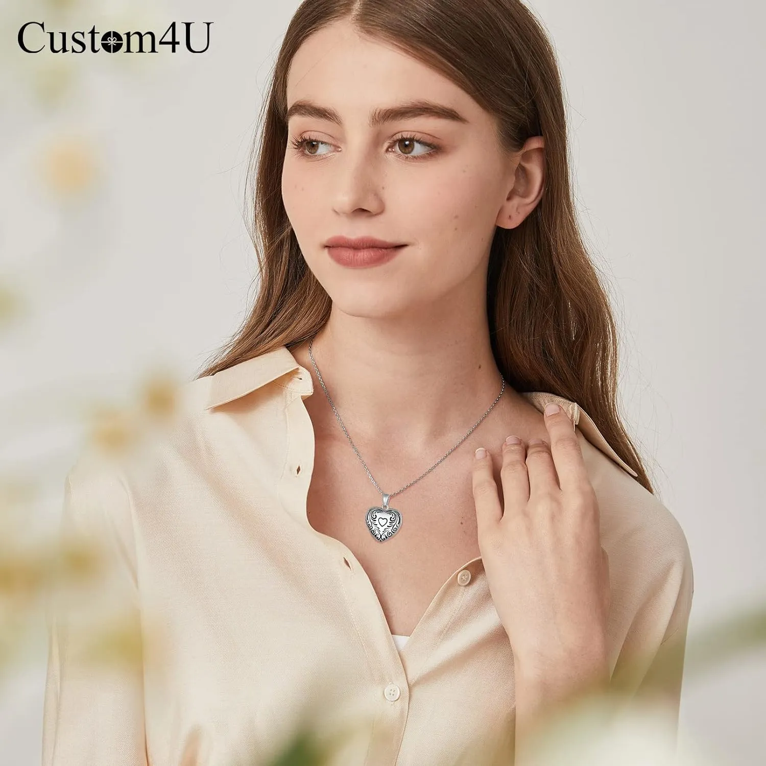 Custom4U Personalized Heart Locket Necklace with Picture Custom Sterling Silver Graduation Cap/Always in My Heart/You are My Sunshine Lockets Engraving Jewelry Class of 2024 Gifts Mothers Day Necklace