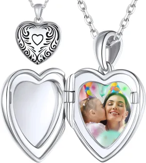 Custom4U Personalized Heart Locket Necklace with Picture Custom Sterling Silver Graduation Cap/Always in My Heart/You are My Sunshine Lockets Engraving Jewelry Class of 2024 Gifts Mothers Day Necklace