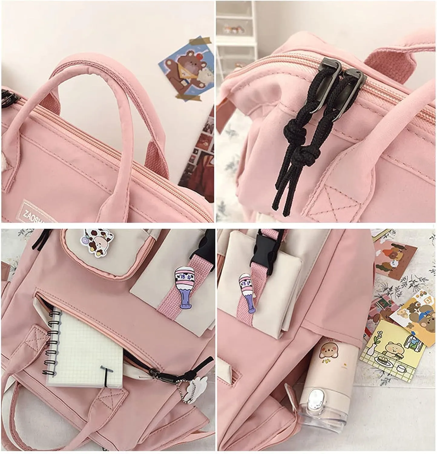 Cute Backpack with Cute Pin Accessories Plush Pendant for School Bag Student Girl Backpack Super-Capacity Waterproof Travel Backpack(Purse-3)