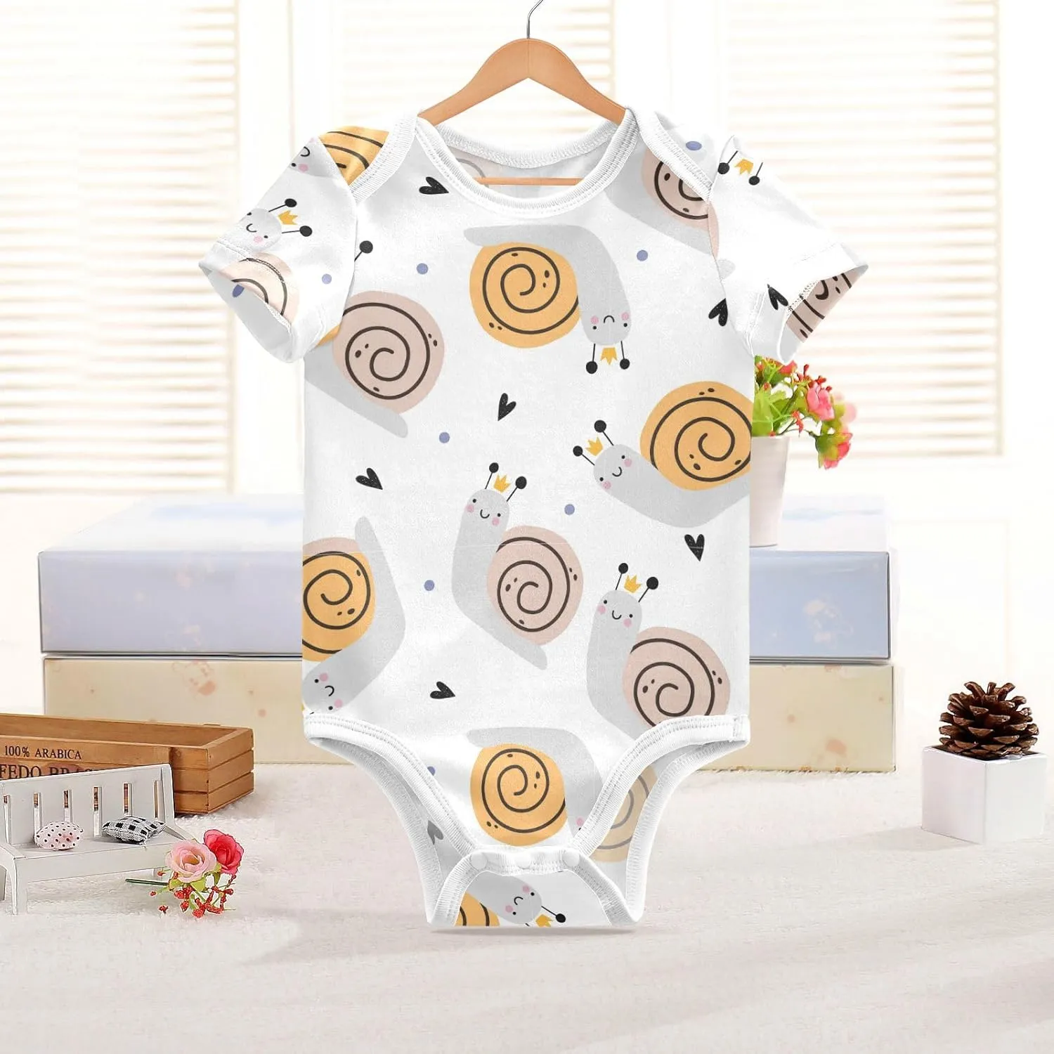 Cute Snail Baby Short Sleeve Bodysuits Romper Unisex Infant Outfit Wrapping Clothes for Boy Girl kids 3M