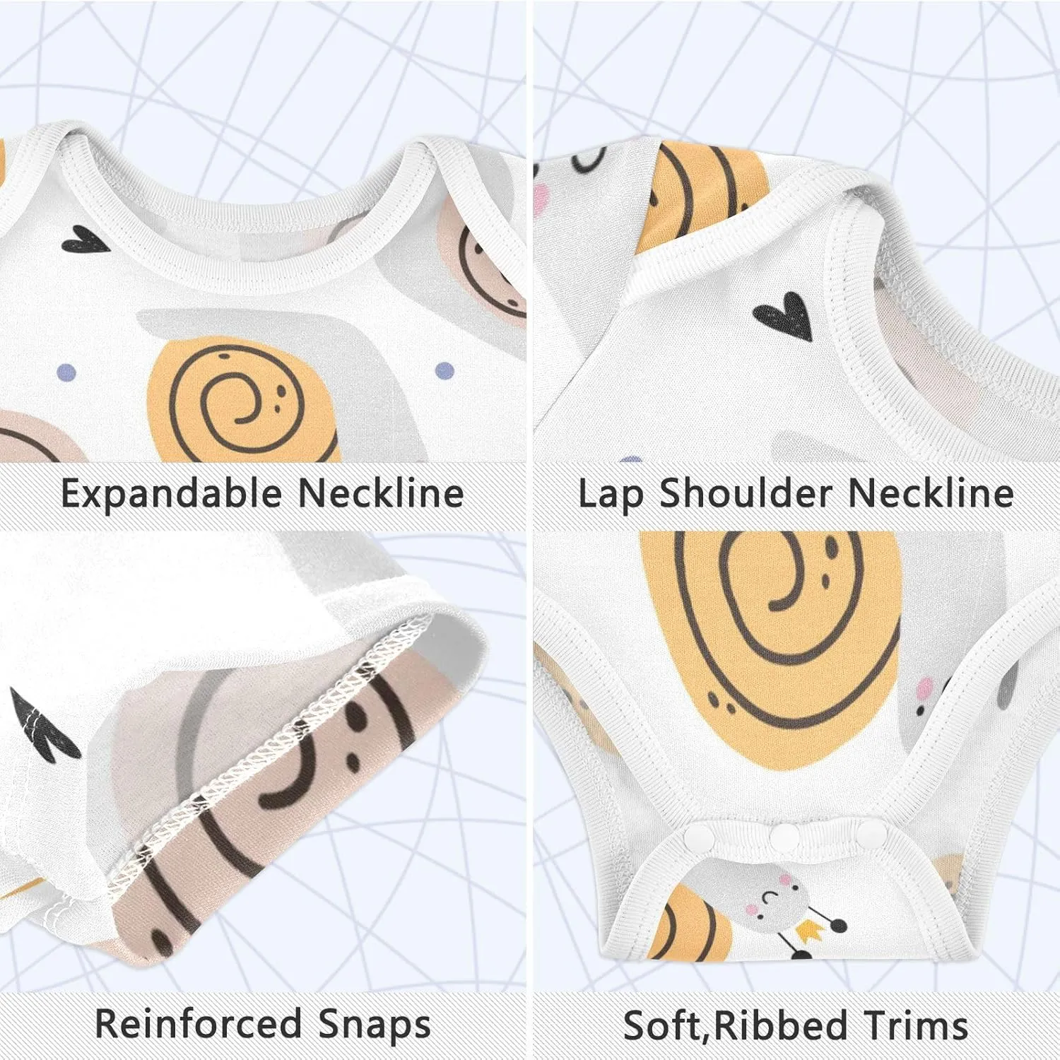 Cute Snail Baby Short Sleeve Bodysuits Romper Unisex Infant Outfit Wrapping Clothes for Boy Girl kids 3M