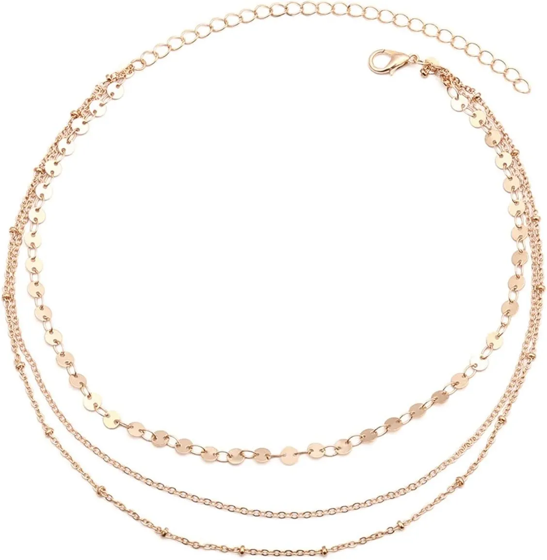 Dainty Layered Necklace, Dainty Layering Necklaces for Women Sequins Chain Necklaces Jewelry Gifts for Birthday Wedding, 3 Layers