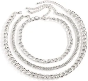 Dainty Layered Necklace, Golden Necklaces for Women 3 Layer Chain Necklaces Lobster Claw Punk Chain Design Birthday Jewerly