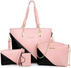 Dayfine 4 pcs Handbags set for Women Fashion Tote Shoulder Bag Purse PU Leather Satchel Chain Crossbody Bag Wallet Clutch