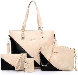 Dayfine 4 pcs Handbags set for Women Fashion Tote Shoulder Bag Purse PU Leather Satchel Chain Crossbody Bag Wallet Clutch