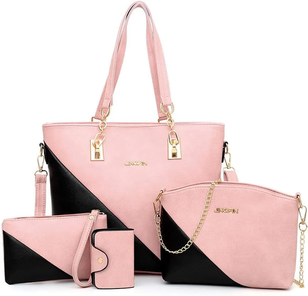 Dayfine 4 pcs Handbags set for Women Fashion Tote Shoulder Bag Purse PU Leather Satchel Chain Crossbody Bag Wallet Clutch