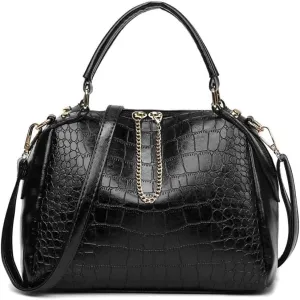 Designer Shoulder Leather Crossbody Satchel Crocodile Pattern Top Handle Women's Handbags Totes