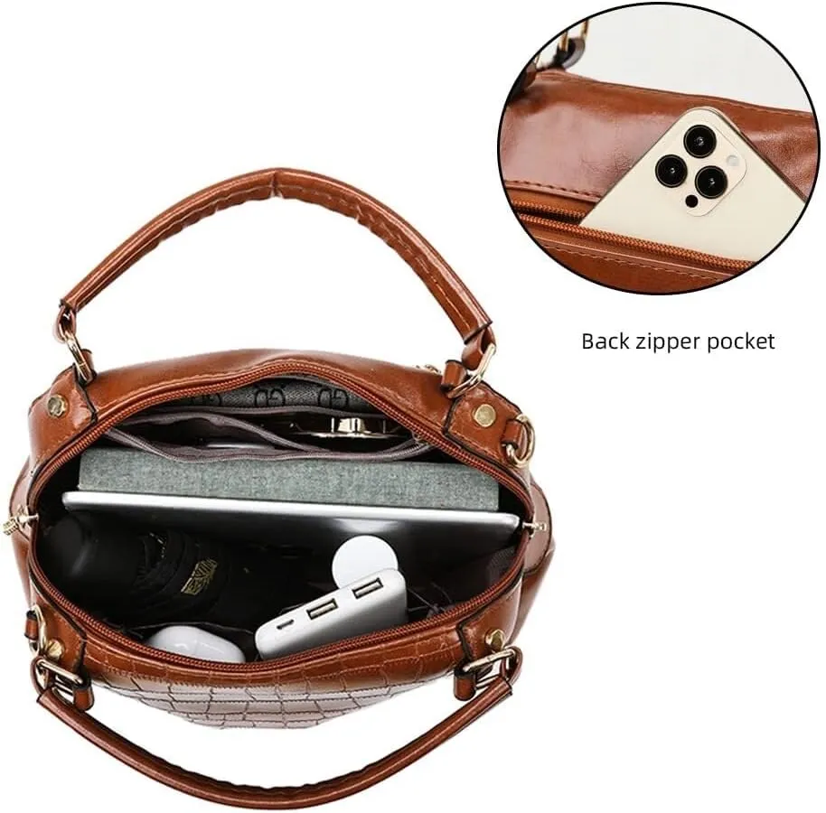 Designer Shoulder Leather Crossbody Satchel Crocodile Pattern Top Handle Women's Handbags Totes