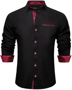 DiBanGu Mens Dress Shirts Casual Long Sleeve Button Down Shirts Cotton Inner Contrast Shirt for Party Business