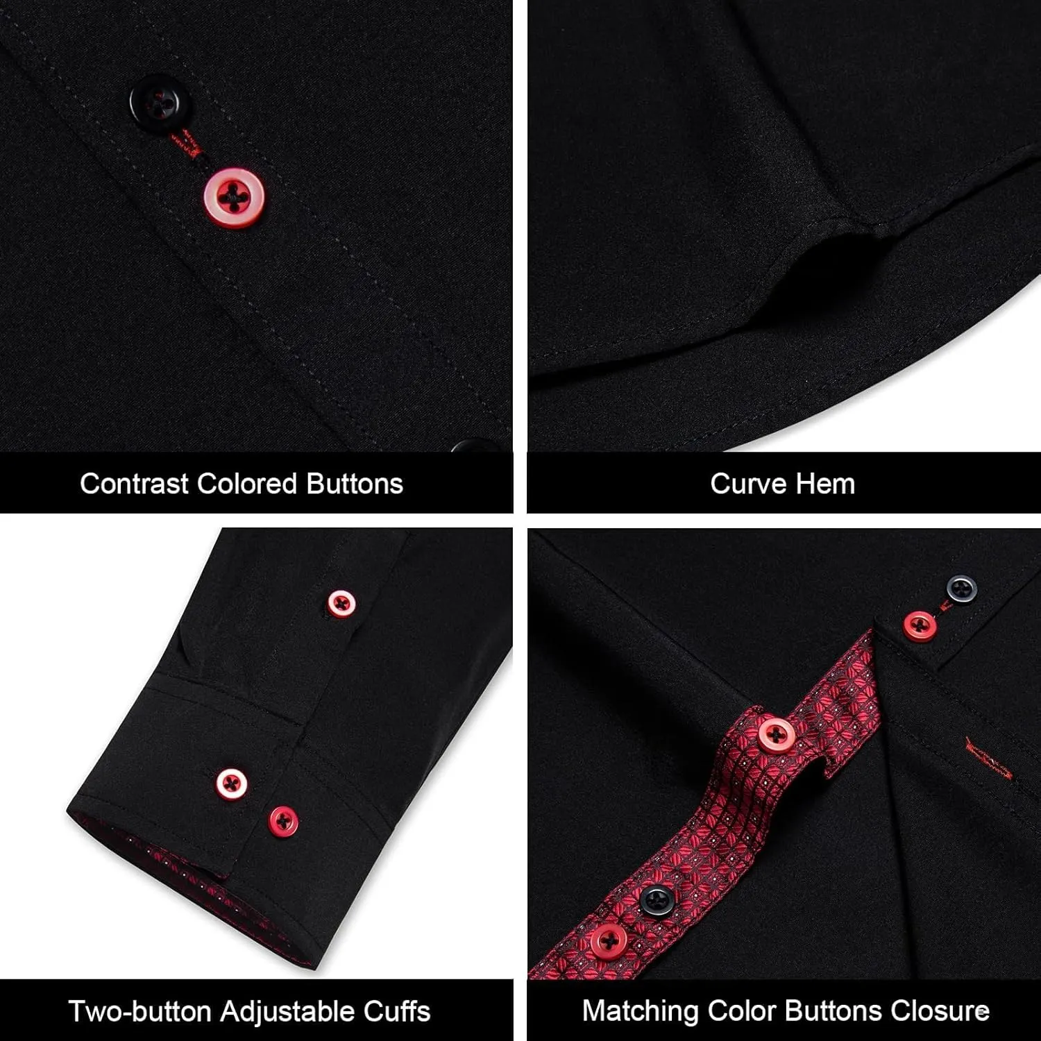 DiBanGu Mens Dress Shirts Casual Long Sleeve Button Down Shirts Cotton Inner Contrast Shirt for Party Business