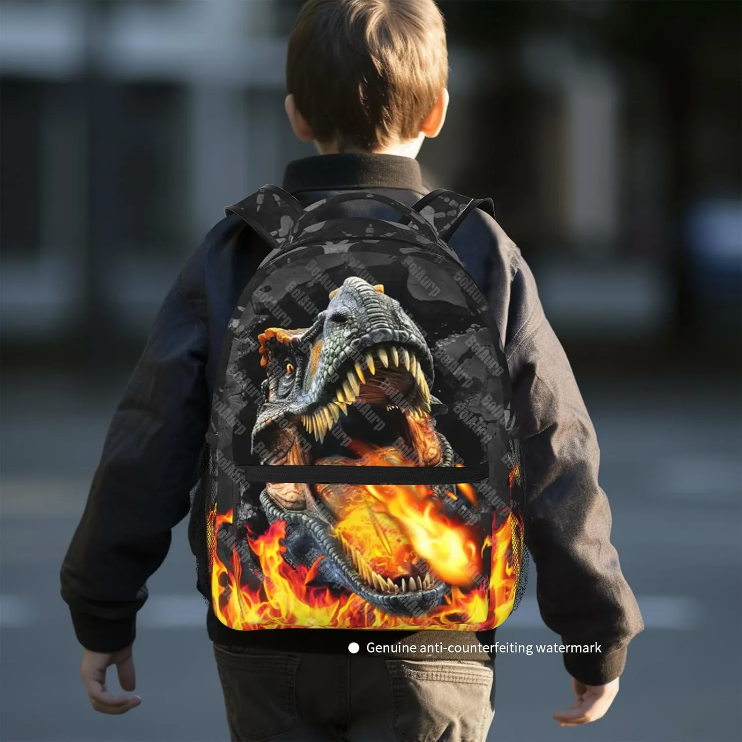 Dinosaur Backpack for Boys & Girls Dinosaur Backpack for Kids Fire Animal Print School Backpacks For Boys Lightweight Waterproof Adjustable Bookbag for Children Teens Daypack