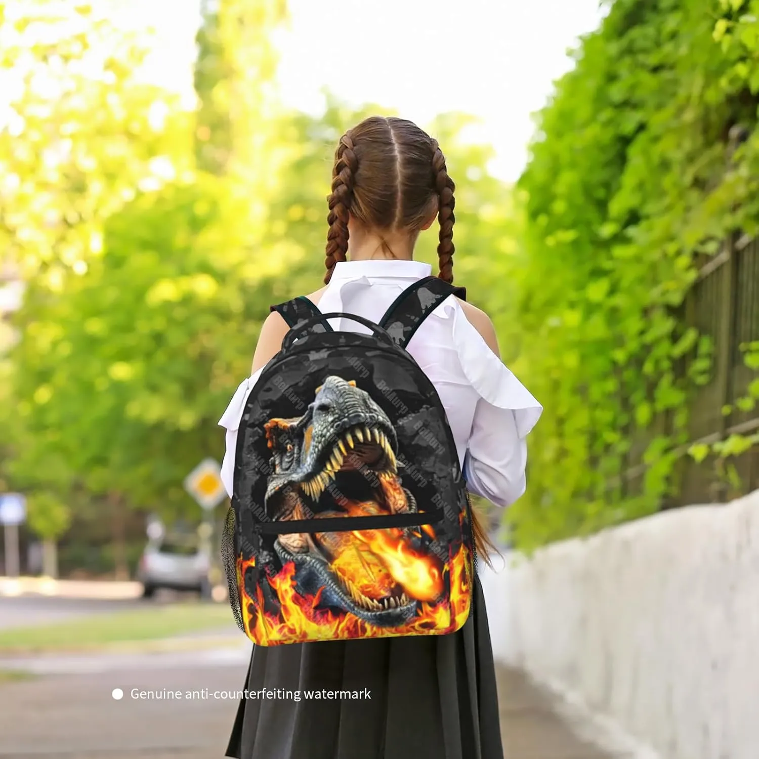 Dinosaur Backpack for Boys & Girls Dinosaur Backpack for Kids Fire Animal Print School Backpacks For Boys Lightweight Waterproof Adjustable Bookbag for Children Teens Daypack