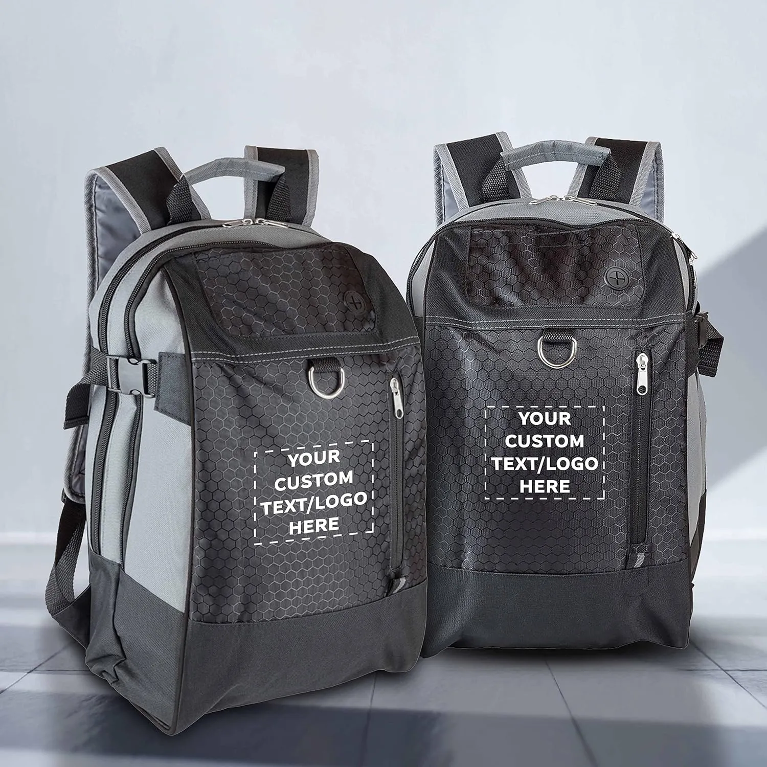 DISCOUNT PROMOS Custom Transit Backpacks Set of 24, Personalized Bulk Pack - Bring Everywhere You Go, Perfect for Travellers, and for Everyday Use - Black