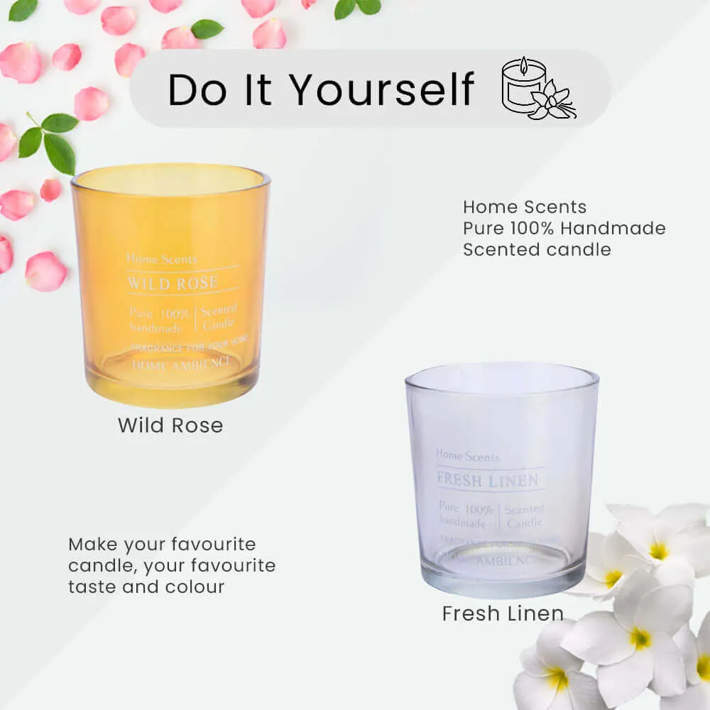 DIY Candle Set of Scented Oils, Soy Wax, Wicks, Dried Flowers and Candle Holders