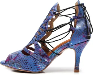 DKZSYIM Women Leather Ballroom Dance Shoes Latin Salsa Tango Performance Fashion Sandals,Model QJW1007