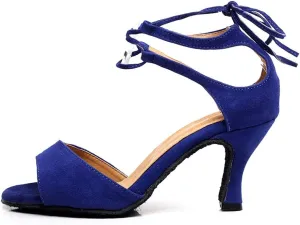 DKZSYIM Women's Latin Dance Shoes Suede Ballroom Salsa Wedding Performance Sandals,Model QJW1001
