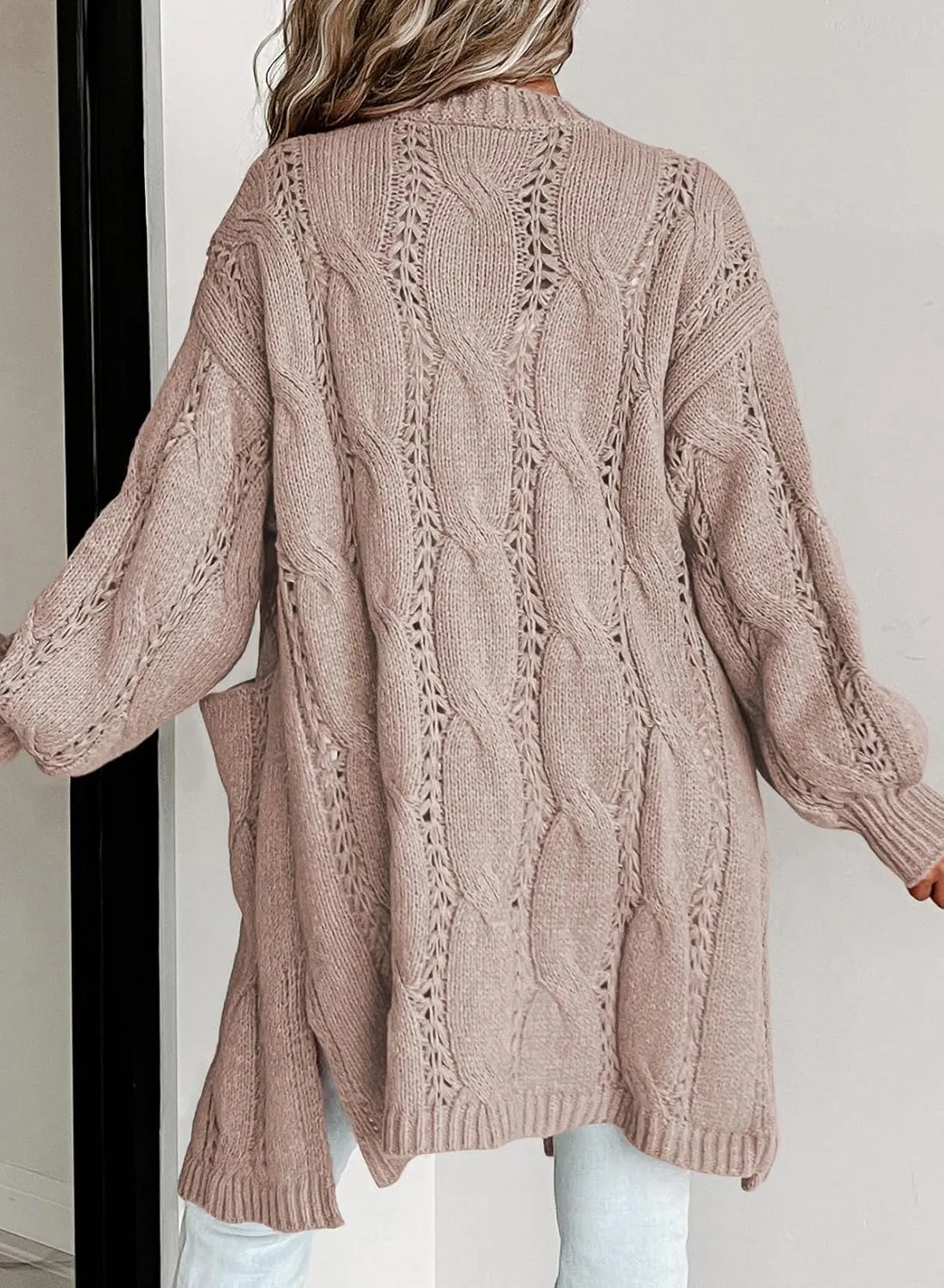 Dokotoo Long Cardigans for Women Open Front Long Sleeves Lightweight Fall Sweaters with Pockets